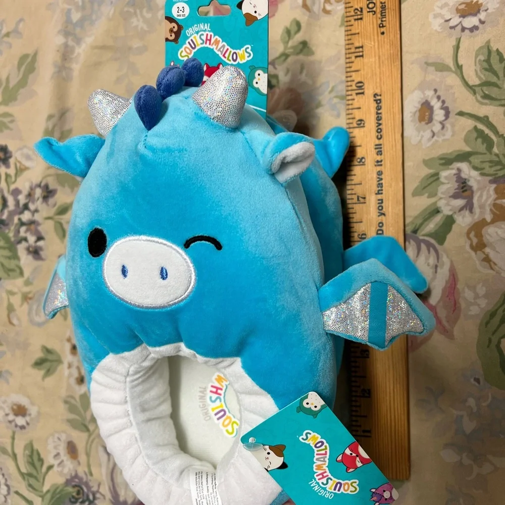 Squishmallows Blue Dragon slippers